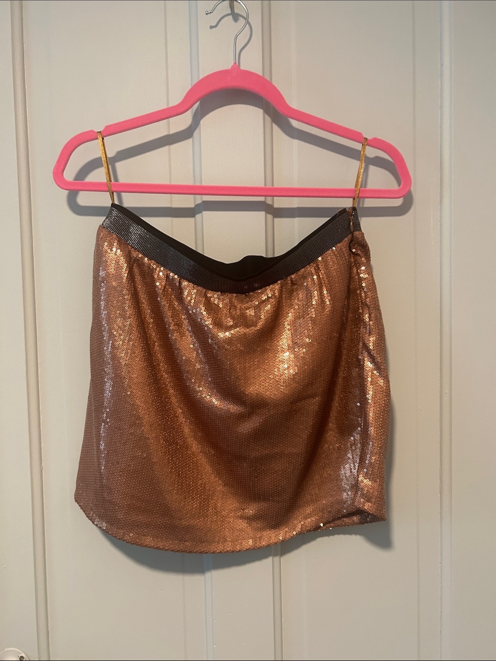 Metallic Copper Sequin Mini Skirt - Women's